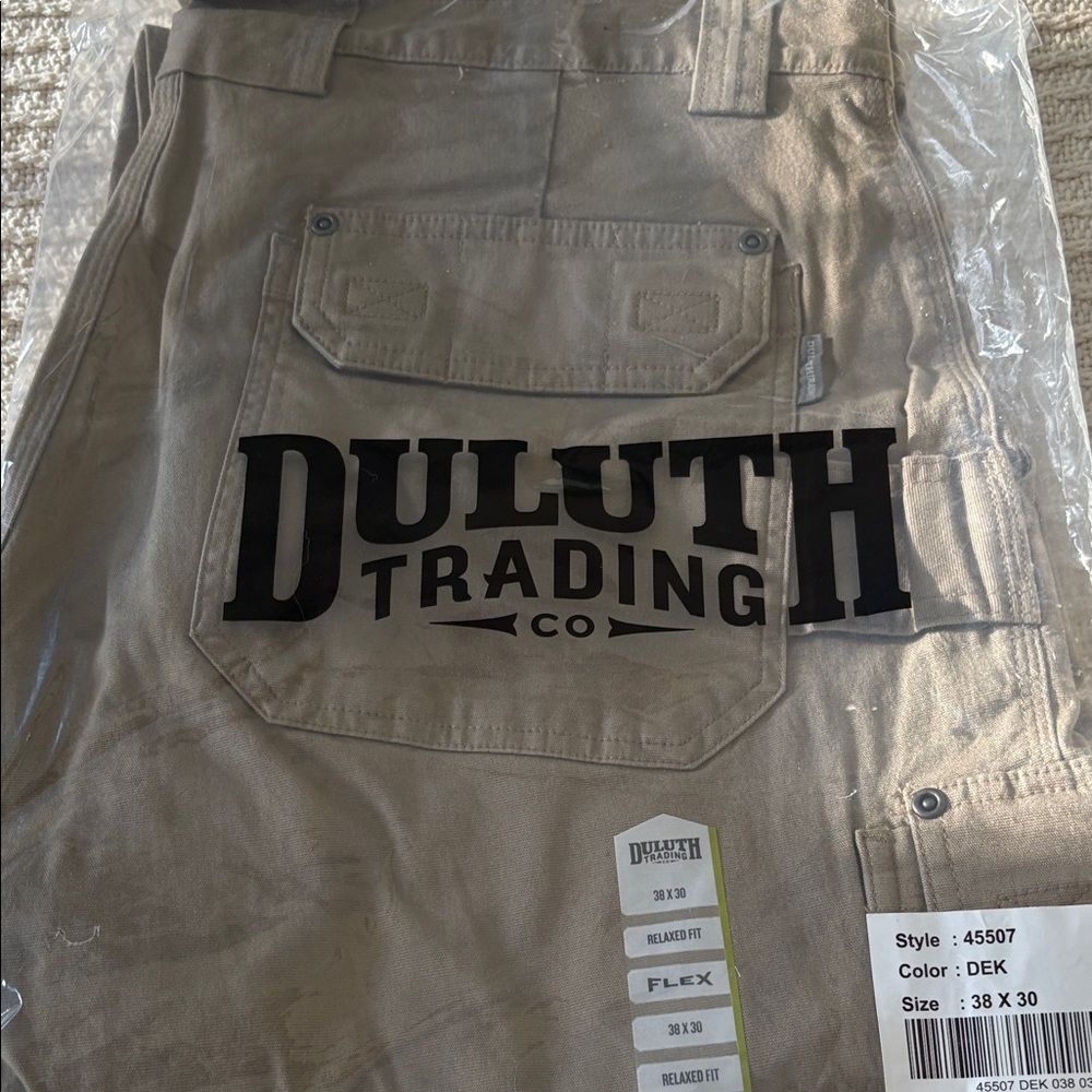 Duluth Trading Co. Khaki Flex Fire Hose fabric Cargo Pants